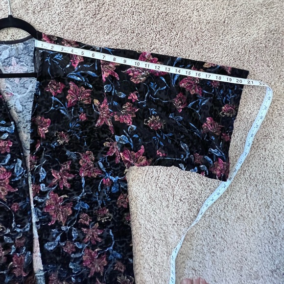 Floral Velvet Black Long Open Kimono Cardigan - Picture 7 of 8